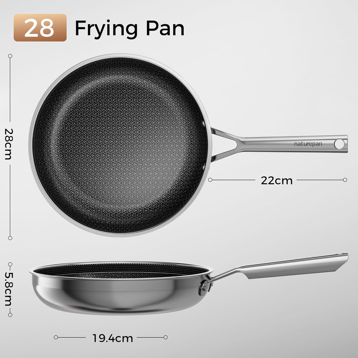 DiamondTitan Hybrid Pan 11 inch, NonStick Frying Ceramic Pan, PTFE/PFAS/PFOA-Free, Oven-Safe, Dishwasher Safe with Stay Cool Handle