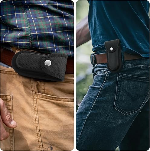 Miniatura 4 de 2 fundas de nailon para cuchillos de bolsillo, bolsa multiherramienta de 5 a 5.5 pulgadas, funda plegable para cinturón de cuchillo con cierre a