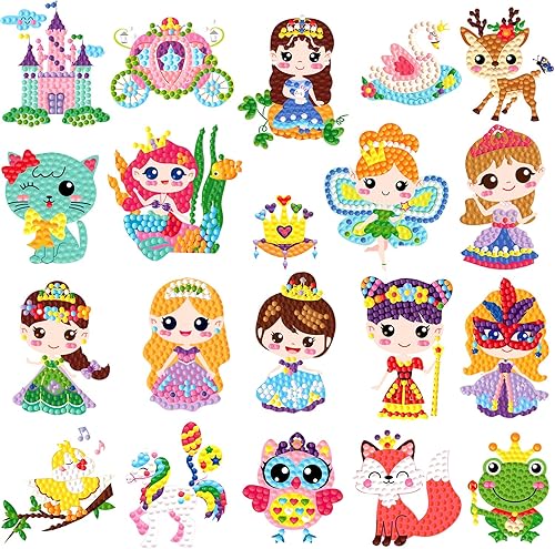 Labeol Juego de 42 calcomanías de arte de diamantes 5D para niños y niñas de 6 a 8 años, 10 a 12 años, fácil de hacer tú mismo, creativas