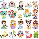 Labeol Diamond Art Kits for Kids Boys and Girls Ages 6-8-10-12 Easy to DIY Creative Diamond Art Sticker Craft by Numbers Kits for Kids and Adult Beginners (Princess)