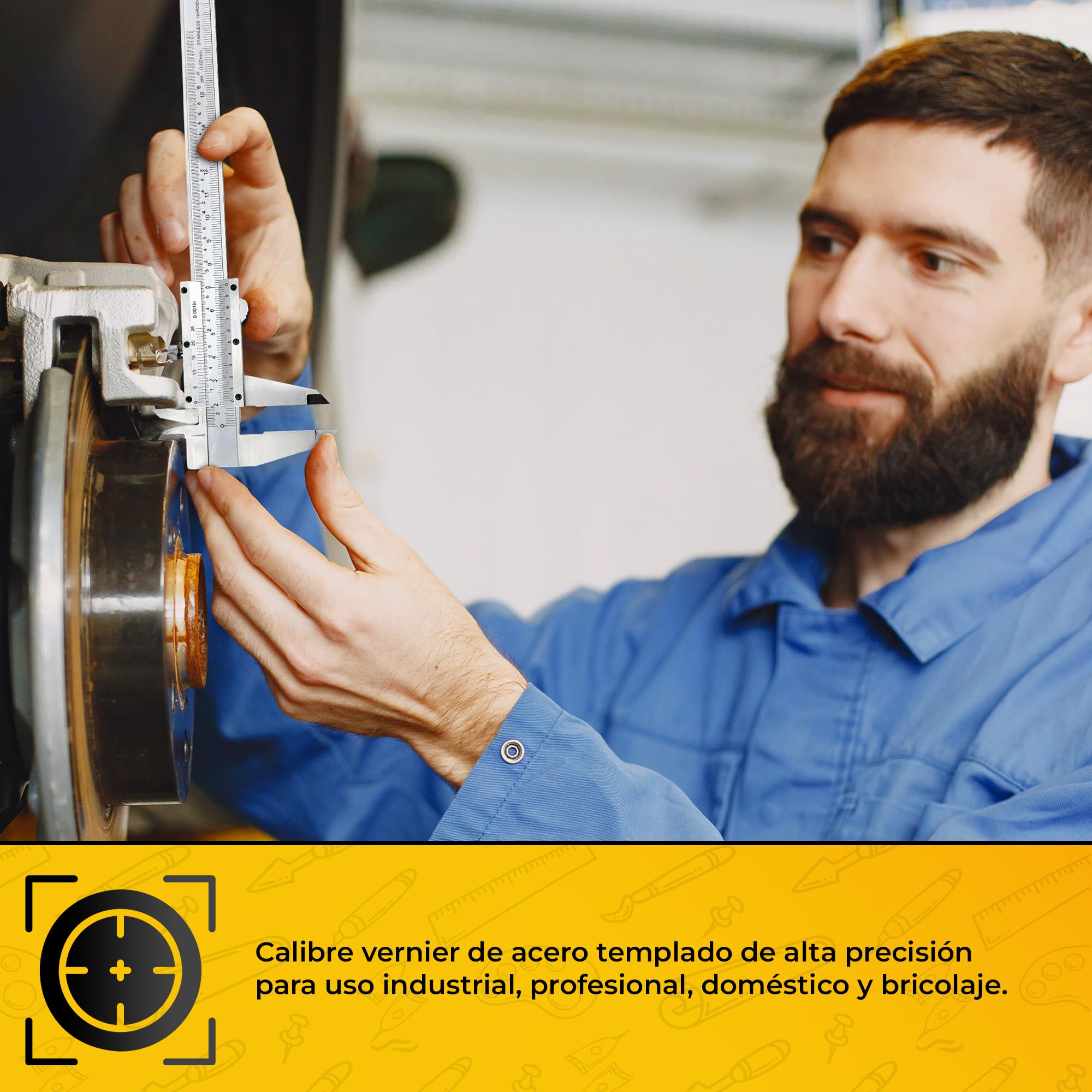 Pie de Rey 0-150 mm,0-6" en Acero Inoxidable, Calibre Analogico de Precisión para diferentes Usus Profesional y Domestico. (1)