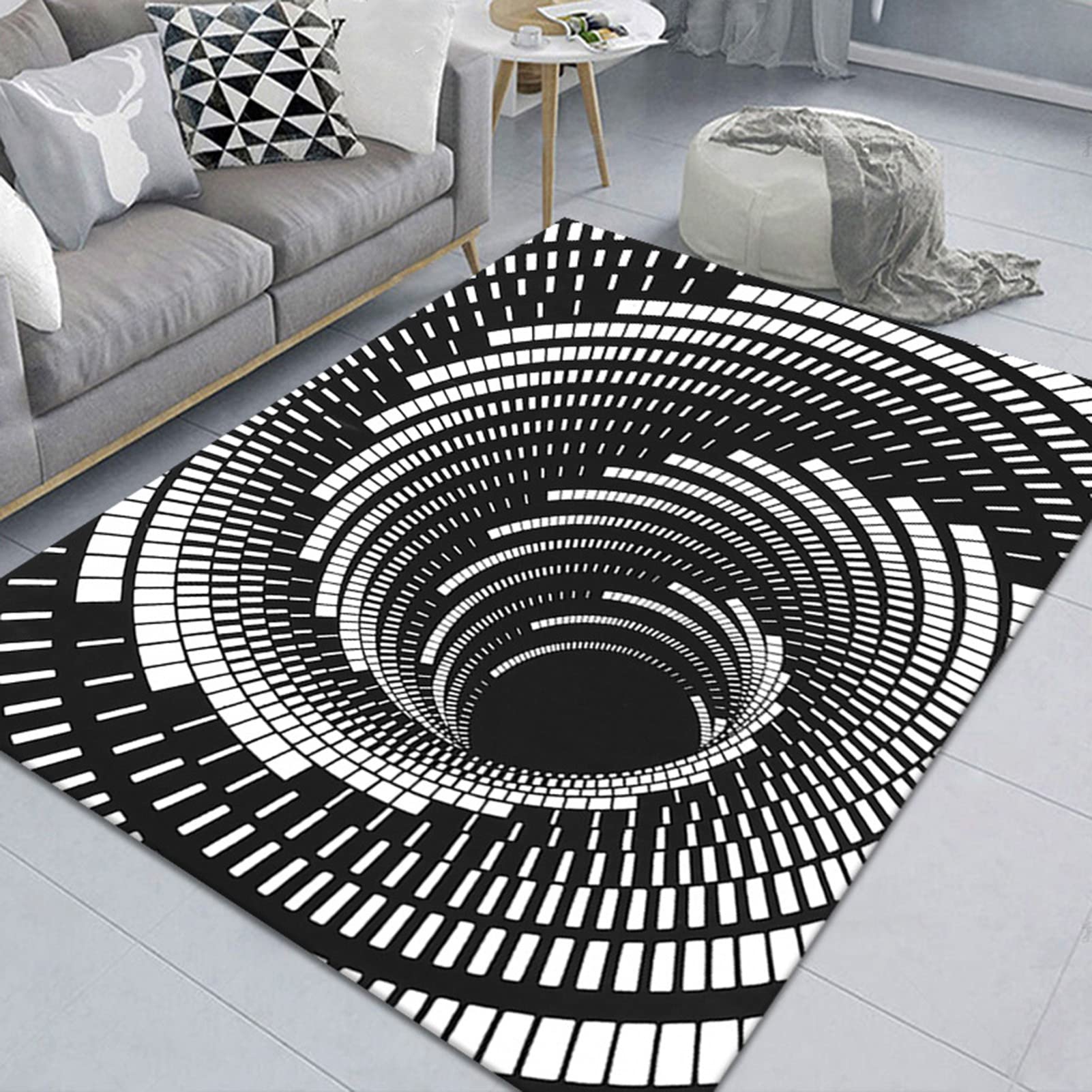 ZPEE 3d Vortex Illusion Area Rugs,Optical Illusion Decor Rugs Crystal Velvet Carpets For Pets Accent Rug Not-slip Floor Mat For Bedroom-C 200x300cm