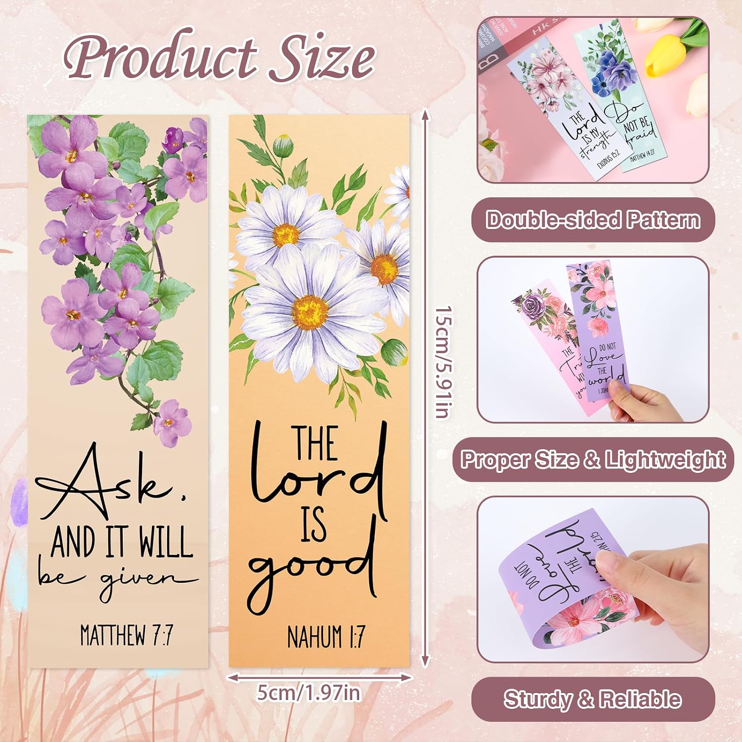 Bible Verse Bookmarks Gifts - 96 Pcs Inspirational Scripture Christian Bookmark Religious Motivational Flower Book Mark Page Clips Gift for Women Men Bible Study Church Readers Book Lovers image 2