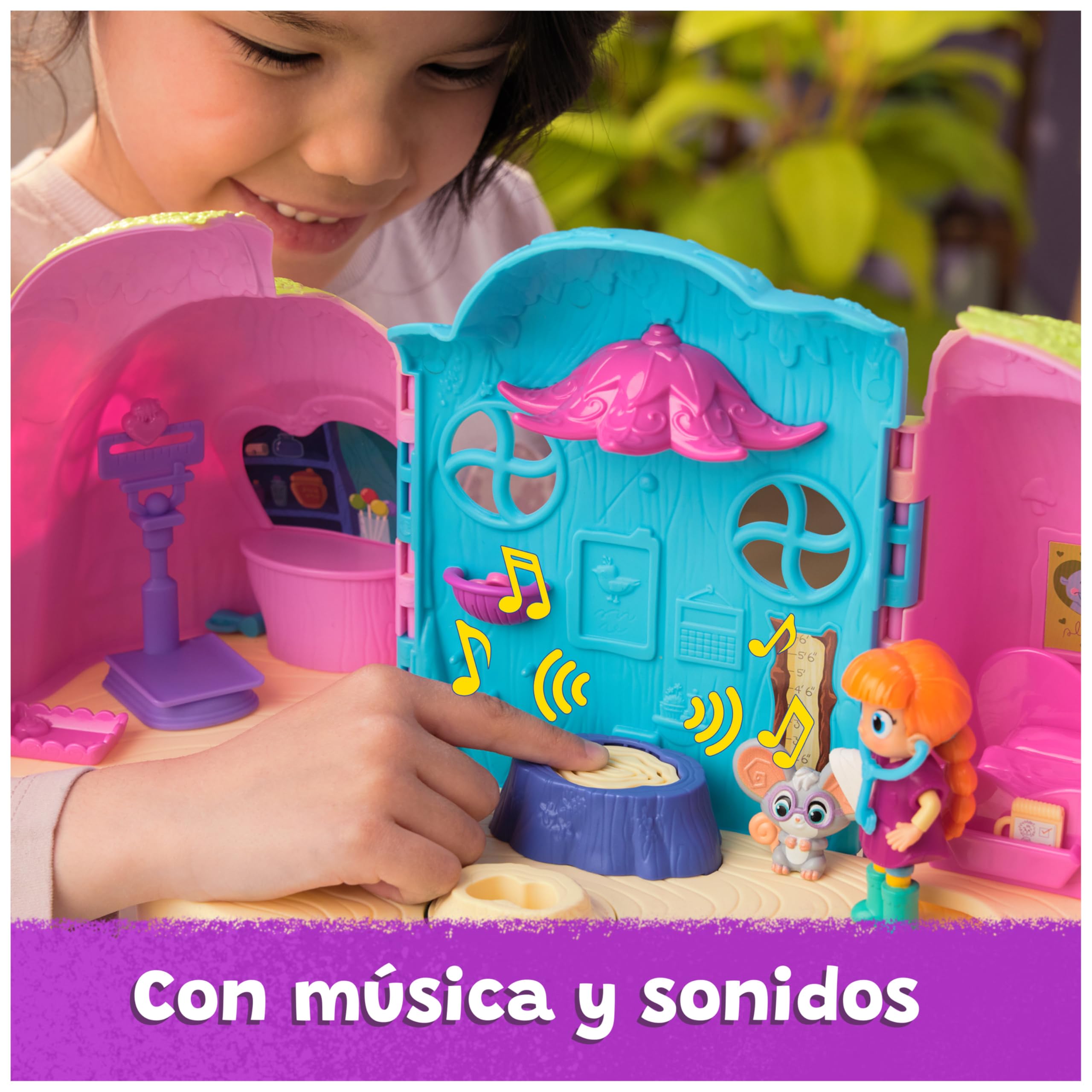 Vida The Vet - Pack Clínica Veterinaria Casa del Árbol con Figuras de Vida y Sunny + Accesorios - Vida la Veterinaria Juguetes - Juguetes niñas 3 años + - Regalo Niña 3 Años + Casa Muñecas