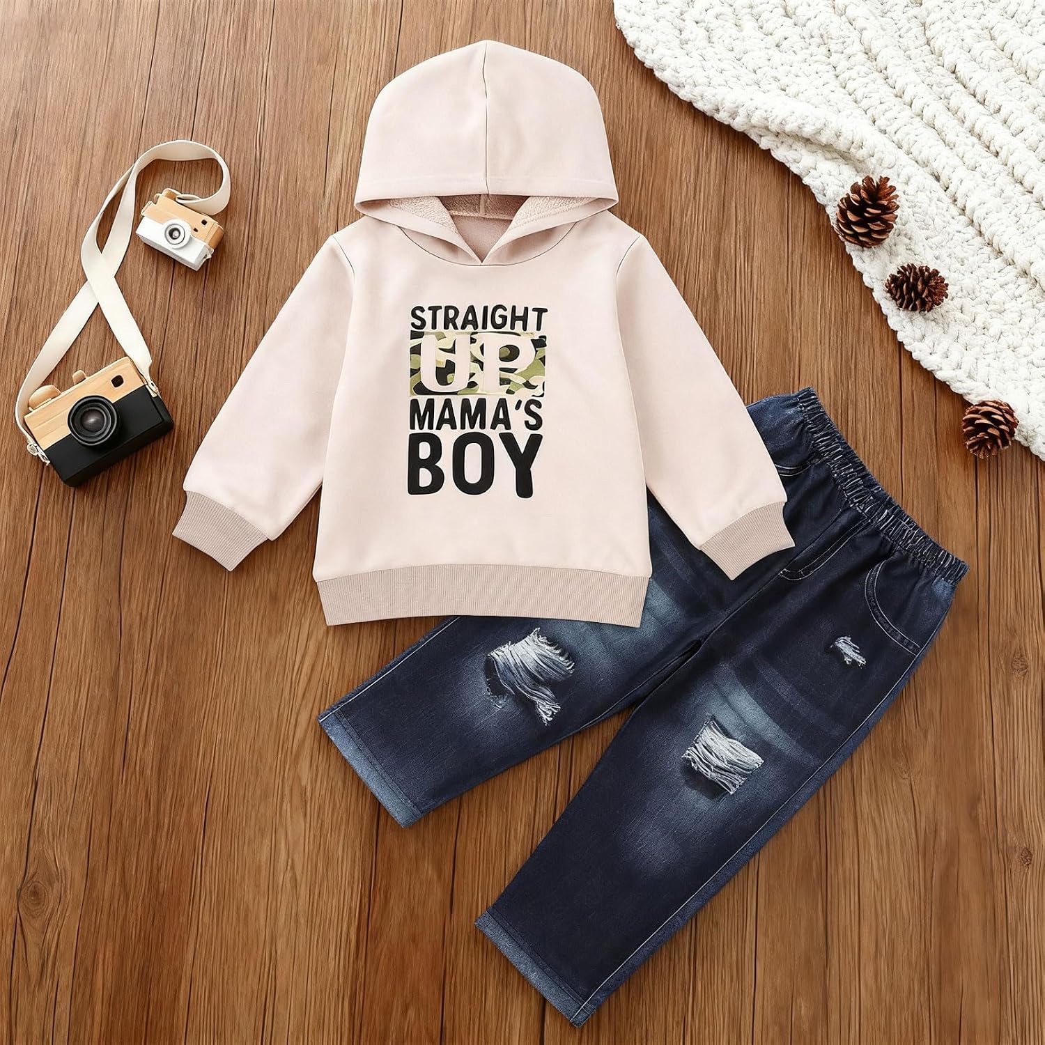 Ochine Toddler Boy Outfits Infant Long Sleeve Graphic Hoodie with Casual Pants Baby Fall Winter 2 PCS Clothes Set