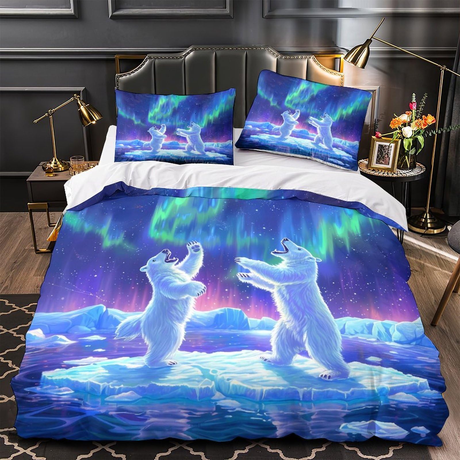 Parure de lit oursons polaires 220x240 avec housse de couette imprimée 3D King