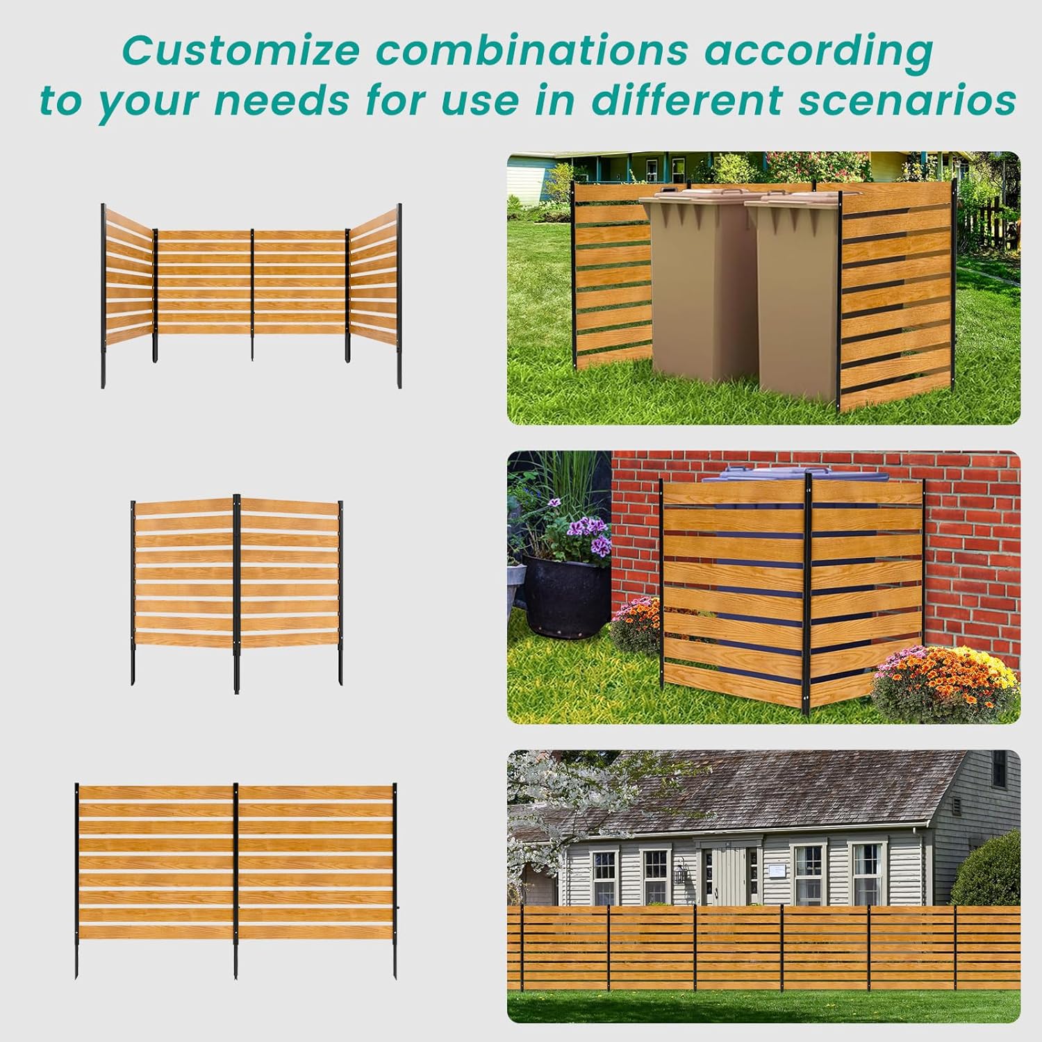 SUNYRISY Air Conditioner Fence 1 Panel, 38" W x 60" H Privacy Screens Panels for Outside with Metal Stakes, Trash Can Fence Pool Equipment Enclosure