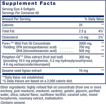 Life Extension Super Omega-3 EPA/DHA Fish Oil, Sesame Lignans & Olive Extract Heart Health, Brain Health, Inflammation Health Support, Gluten-Free, Easy to Swallow, Non-GMO, 240 Softgels