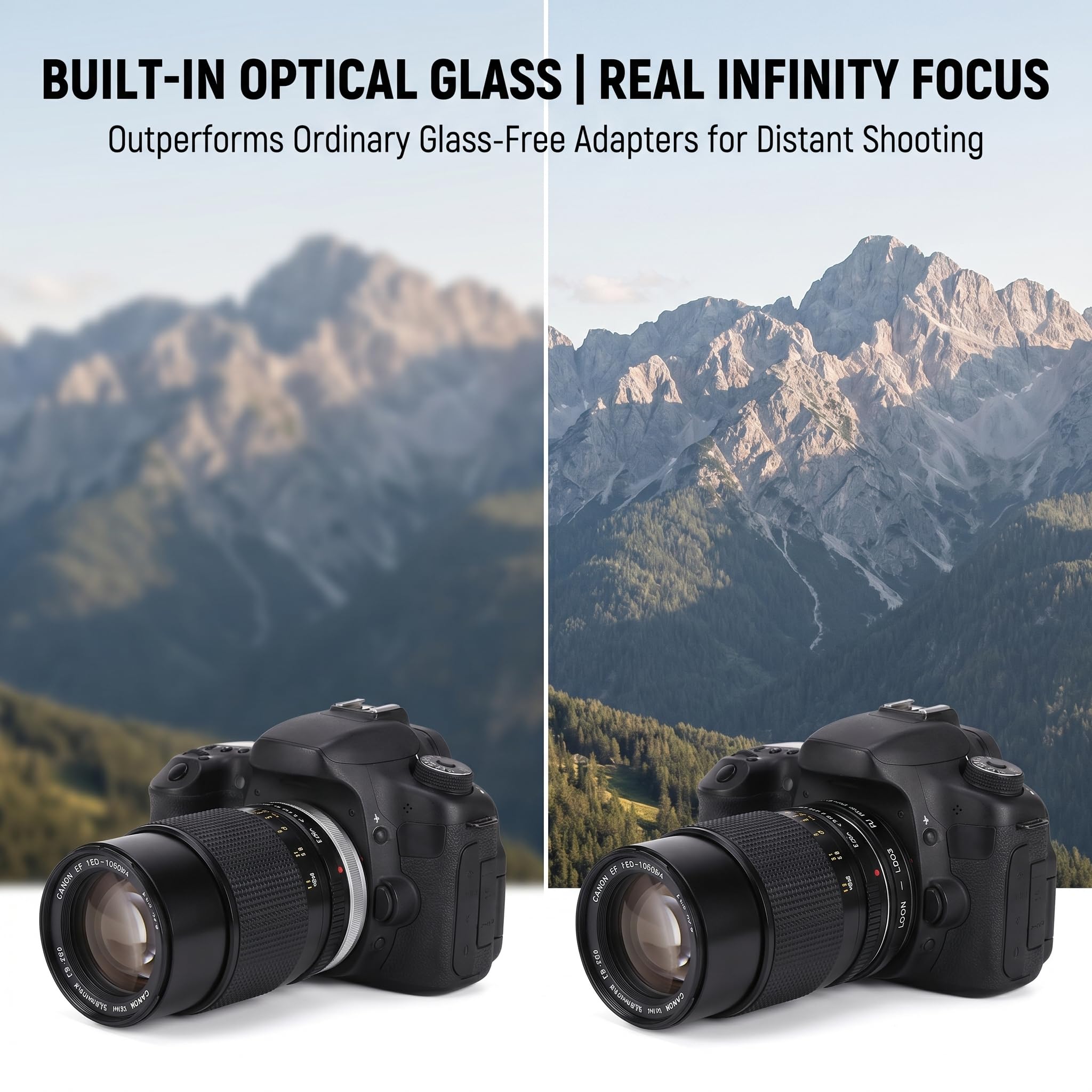 Bague d'adaptation FD-EOS pour monture d'objectif avec mise au point en verre optique Infinity pour appareil photo FD vers EOS EF - Contrôle manuel de l'exposition - Alliage de cuivre et d'aluminium