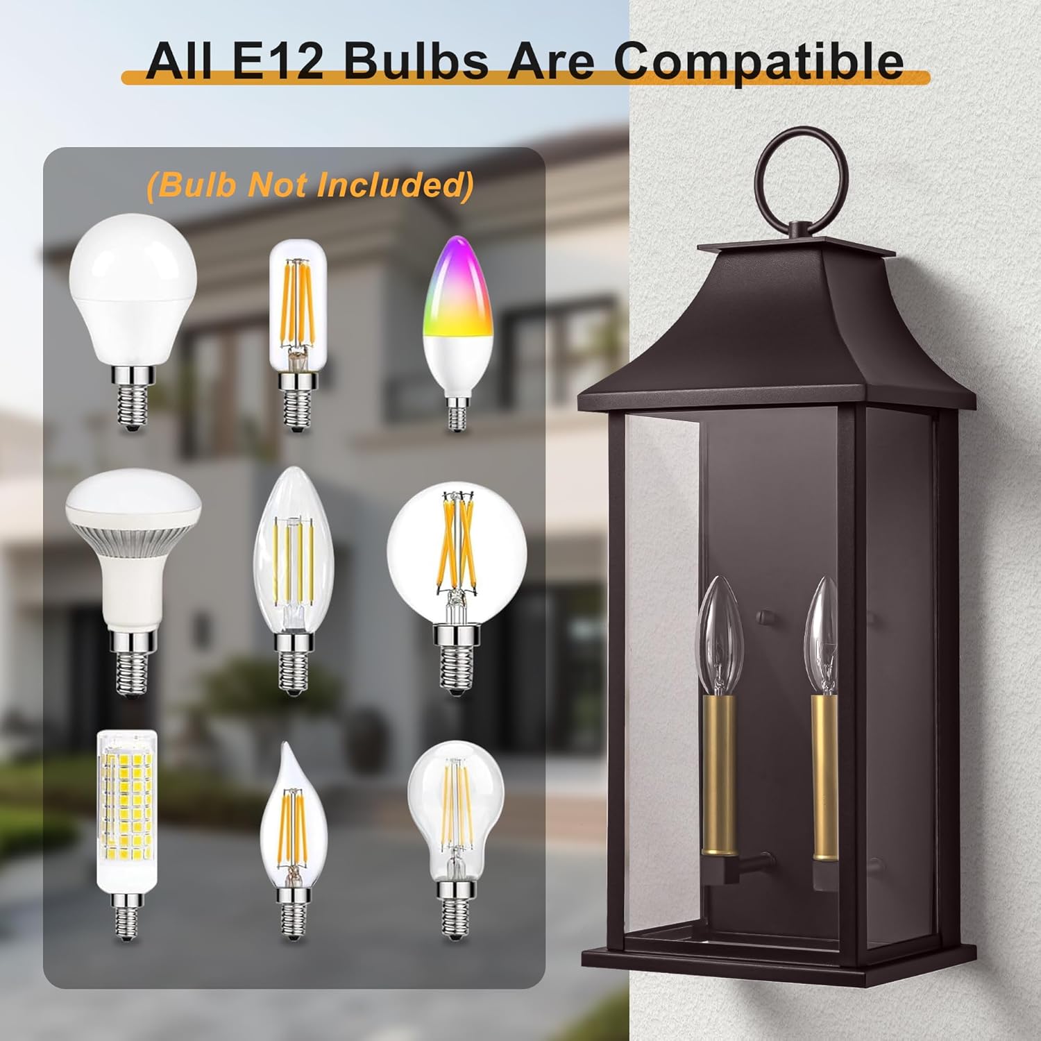 Oil Rubbed Bronze Dusk to Dawn Outdoor Wall Light, 20.6" Large Outside Wall Sconce Light 2-Light, Modern Exterior Wall Lantern with Glass, Waterproof Outdoor Porch Light for House, Porch