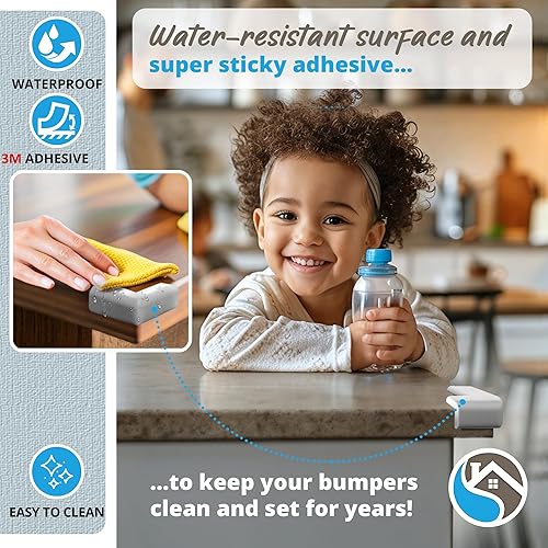 Miniatura 5 de Protectores de esquina para muebles (10 esquinas) de goma suave adhesiva para niños, cojín de espuma protectora, precintado 3M, juego a prueba de