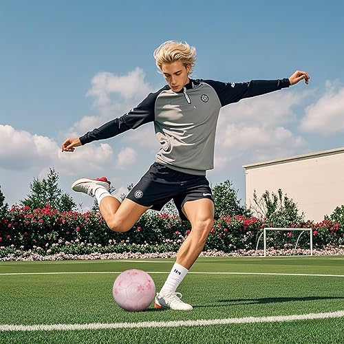 Miniatura 6 de Kuangmi Balón de fútbol, pelota de partido de tamaño oficial 5, jugadores de fútbol para jóvenes, adolescentes y adultos, entrenamiento deportivo al