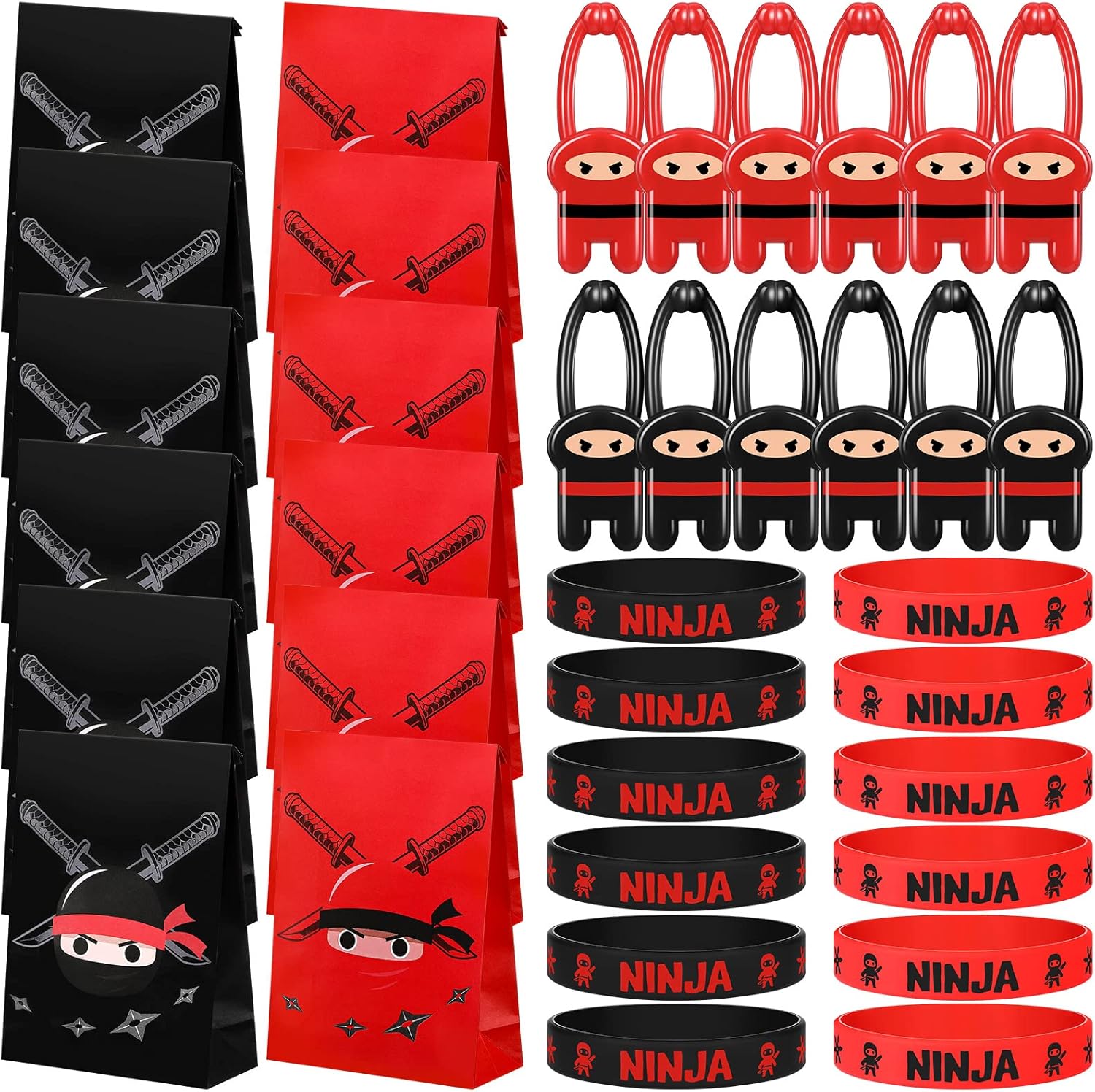 60 Pcs Ninja Party Favors Set Include 12 Ninja Themed