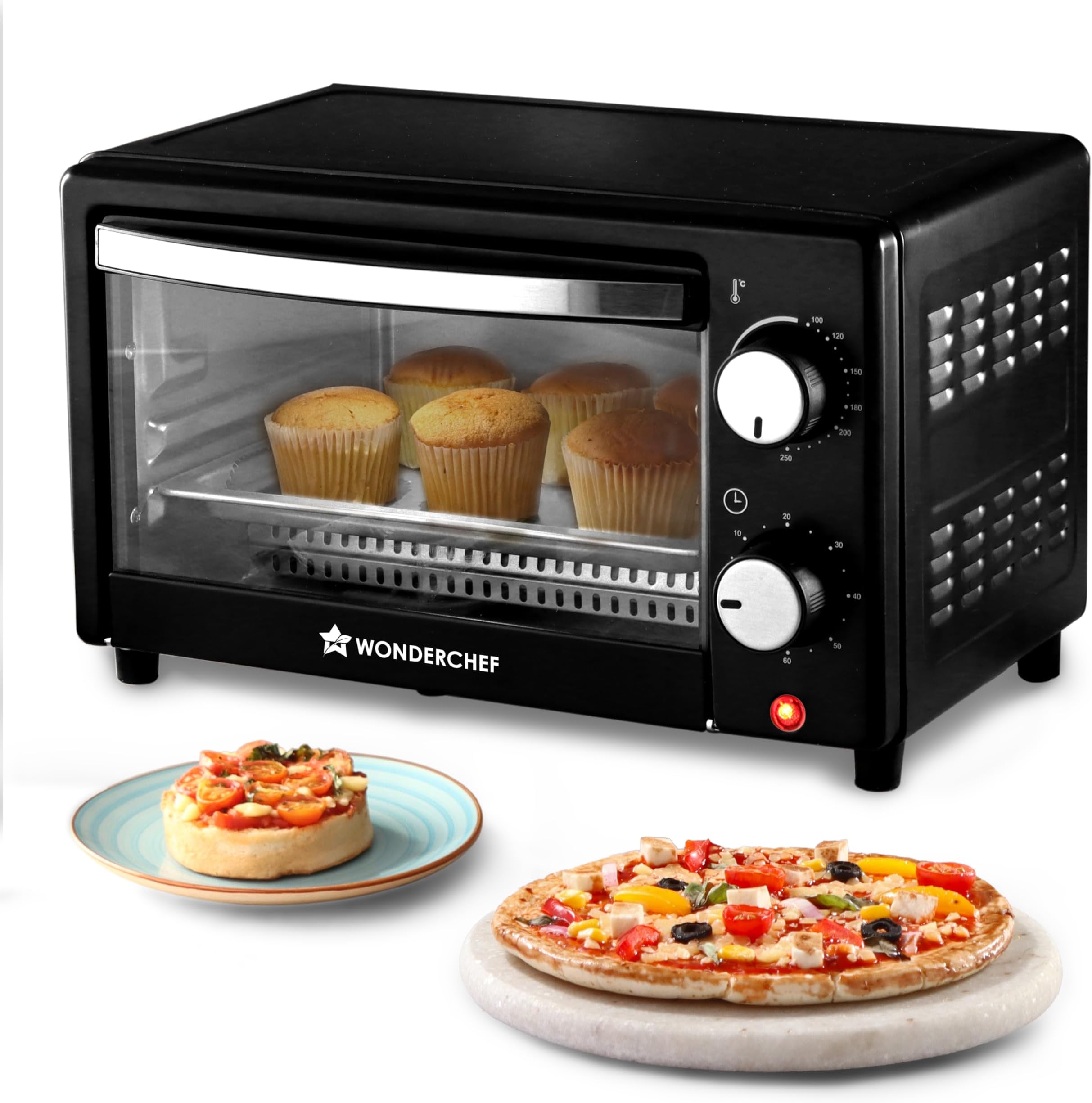 Wonderchef Oven Toaster Griller (OTG) 10 L | Bake, Grill, Roast | Auto-Shut Off | Heat-Resistant Tempered Glass | Customised Time & Temperature Control | Easy to Clean | 2 Year Warranty