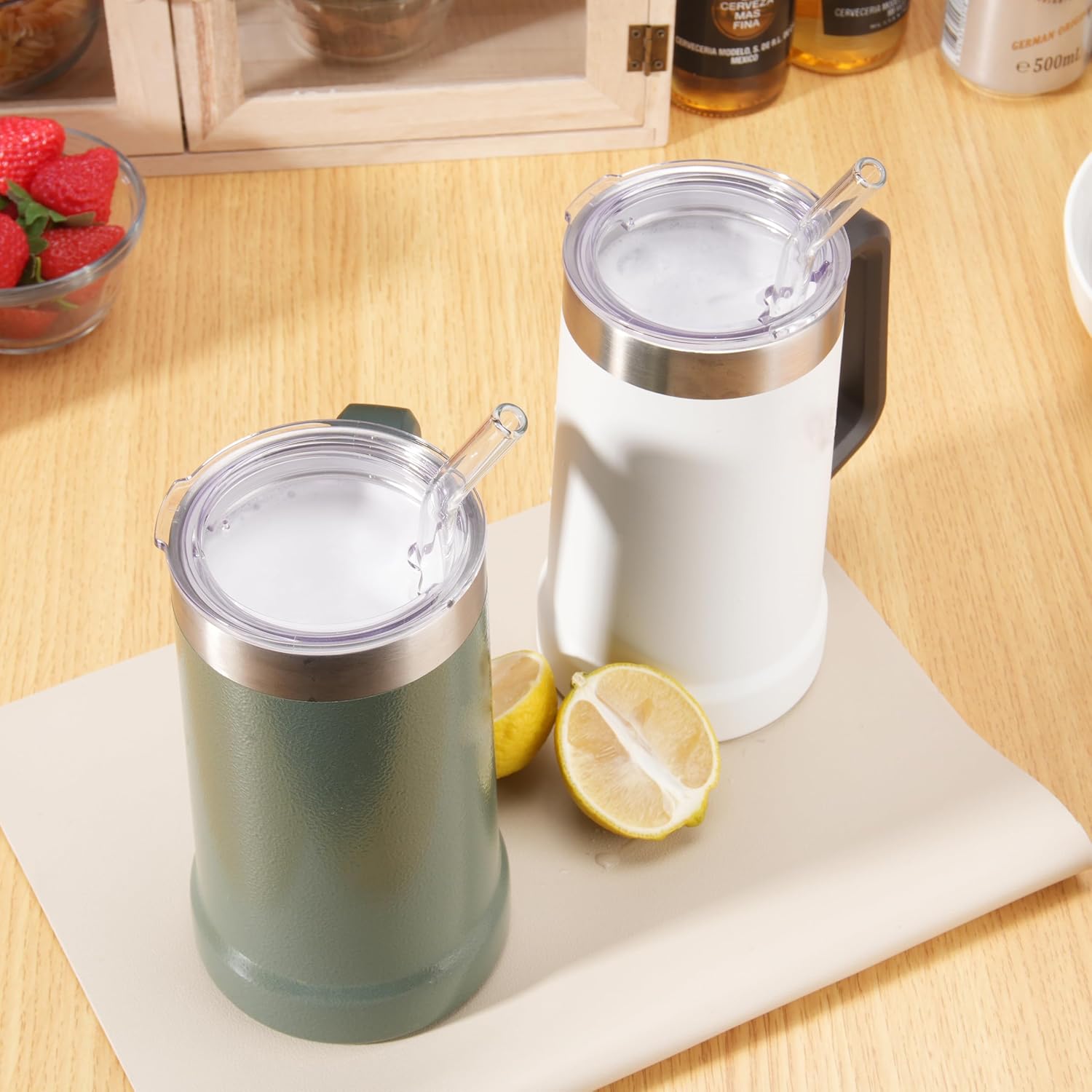 2PCs Cup Lids for Stanley 24oz Stay-Chill Beer Stein/Insulated Stainless Steel Party Mug, Transparent Replacement Cup Lids with Sealing Silicone Ring, Drinking Cup Covers (Mug NOT Included) - Image 7