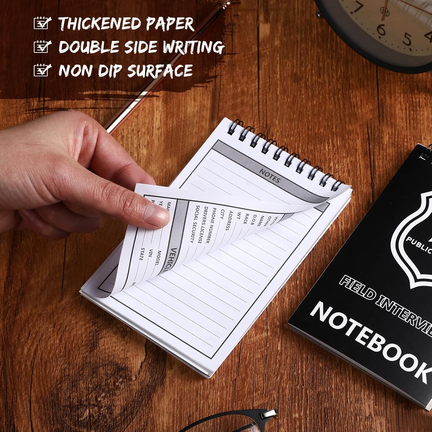 Teling 32 Pcs Public Safety Notebook Police Field Interview Report Notepad for Law Enforcement Officer Gifts Ticket Book Notebook Cop Interview Equipment Accessories, 70 Sheets/ 140 Pages