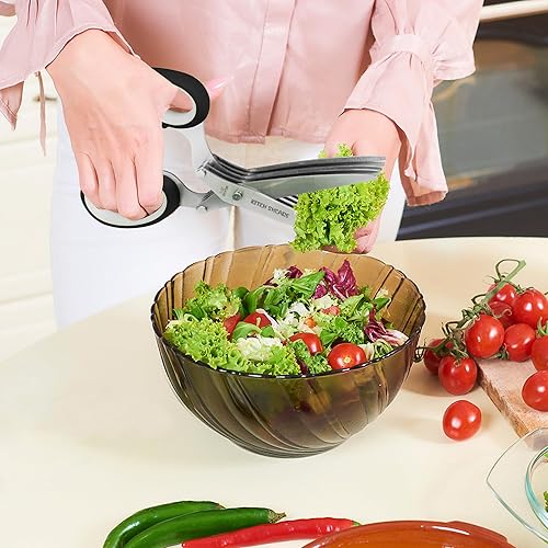 Miniatura 3 de Kitchshears - Tijeras de hierbas con 5 cuchillas y cubierta, tijeras cortadoras de hierbas de calidad de acero inoxidable y fáciles de limpiar,