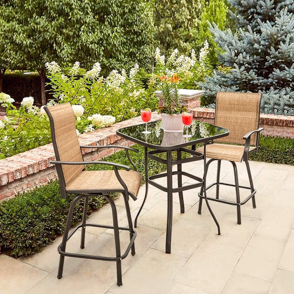 Homall Bar Height Patio Set Swivel Bar Set Bar Stools Set, 2 Swivel Bar Stools and Bar Table : Patio, Lawn & Garden