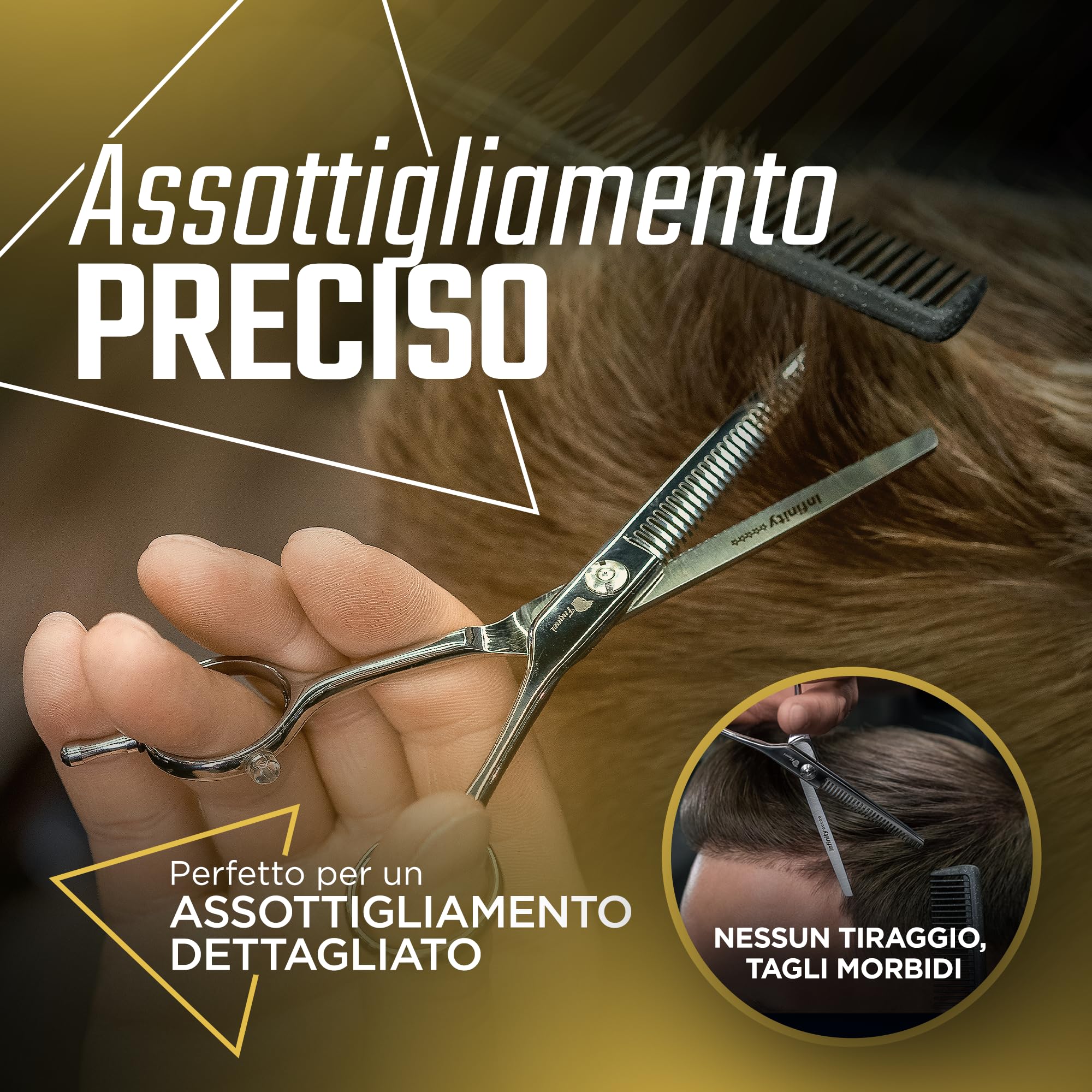 Fagaci Forbici per Sfoltire i Capelli 6" con Acciaio 440C, Forbici Parrucchiere Professionali Barbiere Estrema Affilatura e Tagli Precisi, Lame Sottili