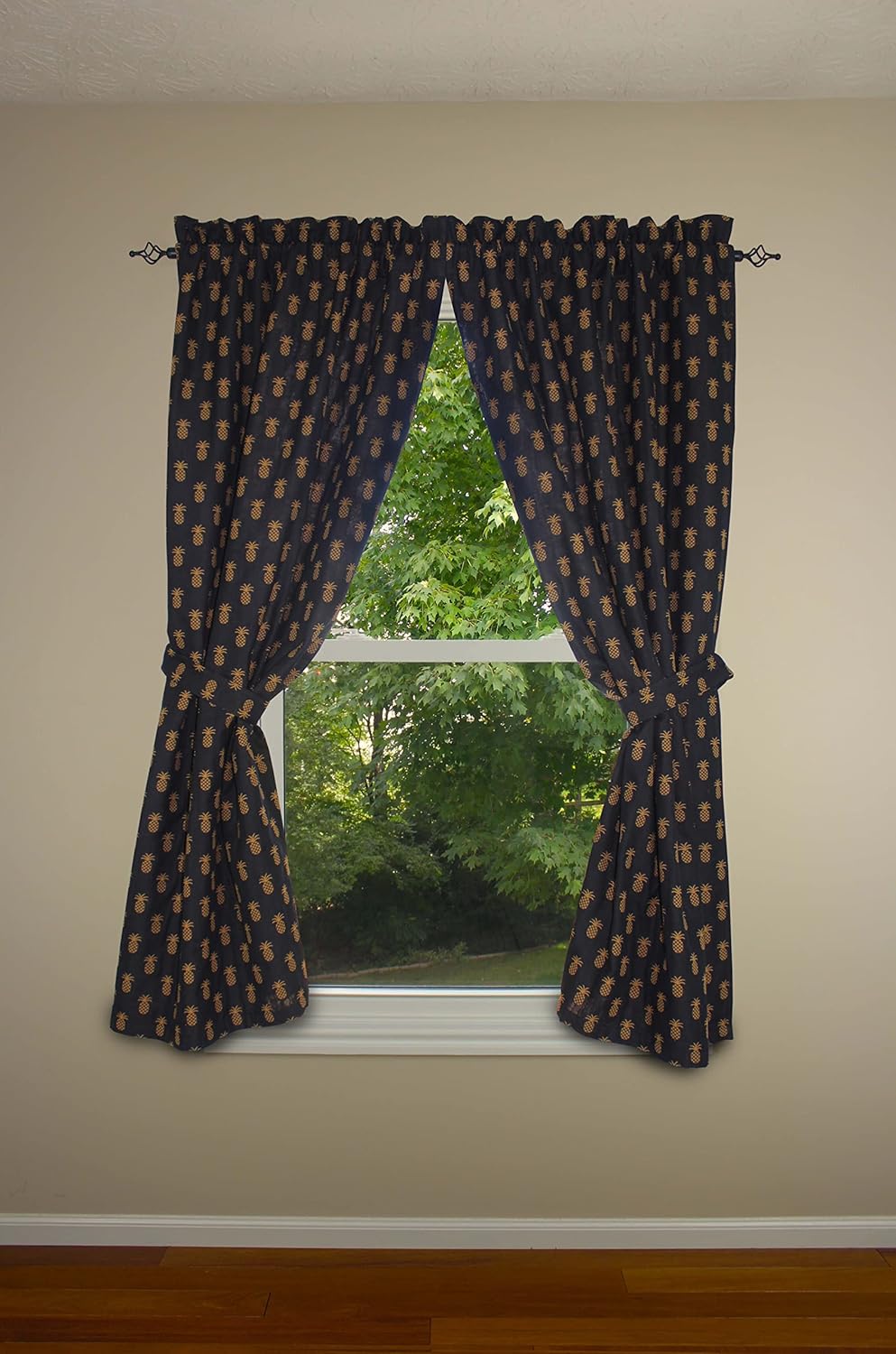 Black Pineapple Town Window Panels