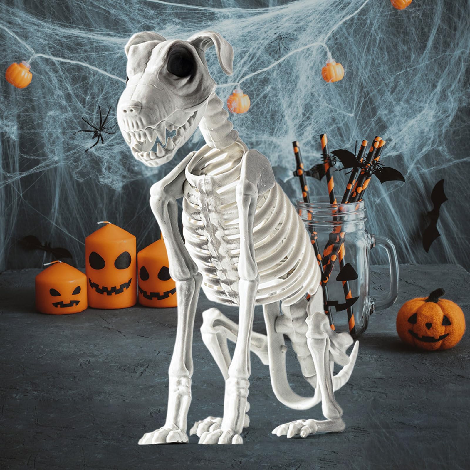 Decoración De Halloween - Esqueleto De Perro Realista 31x40 Cm, Para Jardín O Interior, Material PP