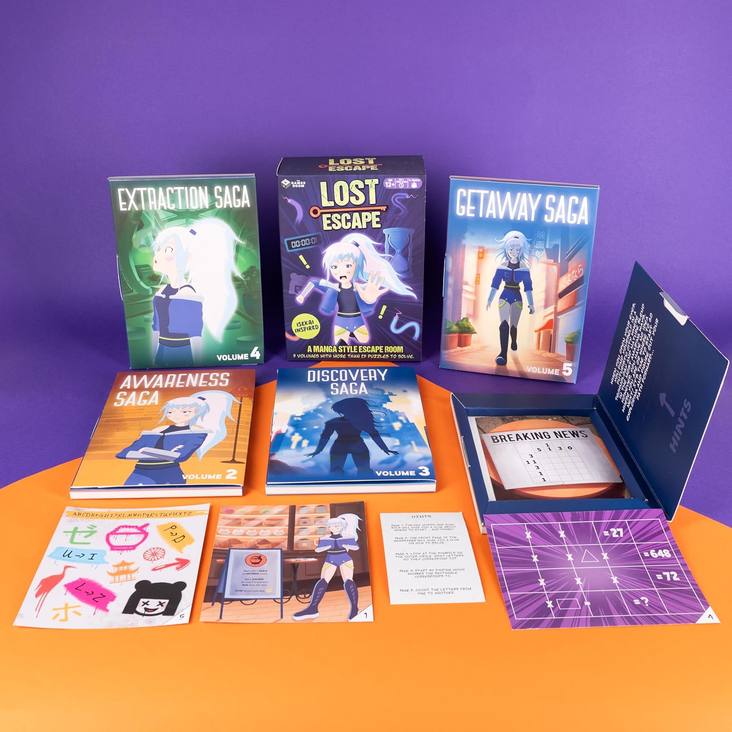 Lost Escape Game. Manga Style Escape Room Game. Complete with 5 Volumes. Family Games Night. Play Solo or in Teams.