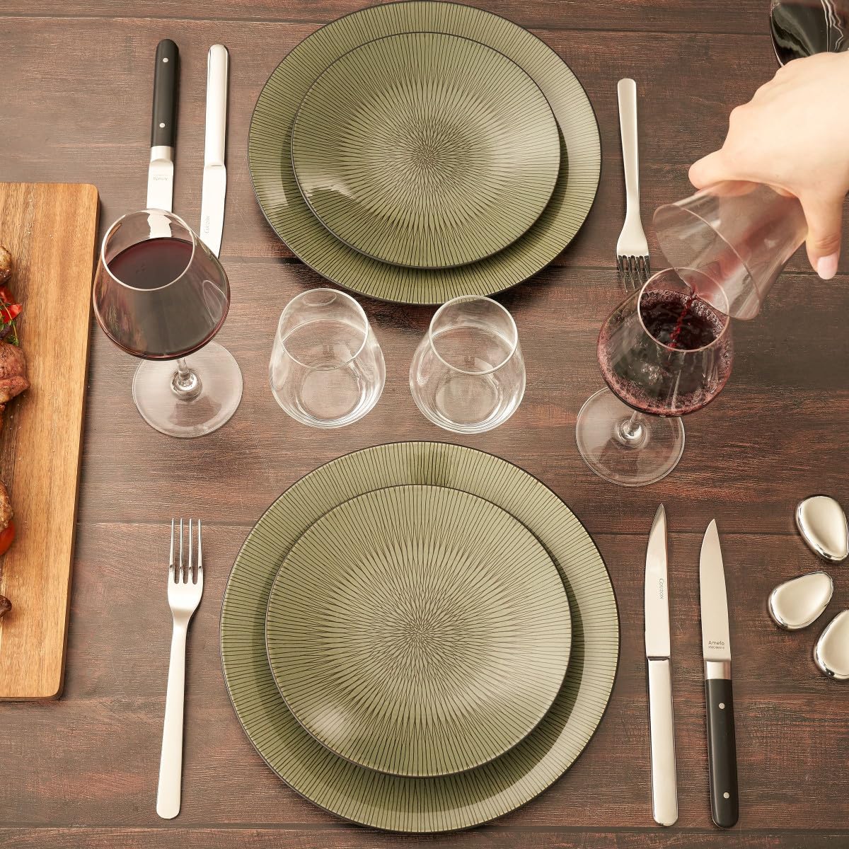 Amefa Set de 12 Cuchillos Chuleteros Inox Fusion de Acero Inox 22x1,8x1,2cm | Acero, Acero Inox, forma rectangular, acabado brillo, 22x1,8x1,2cm