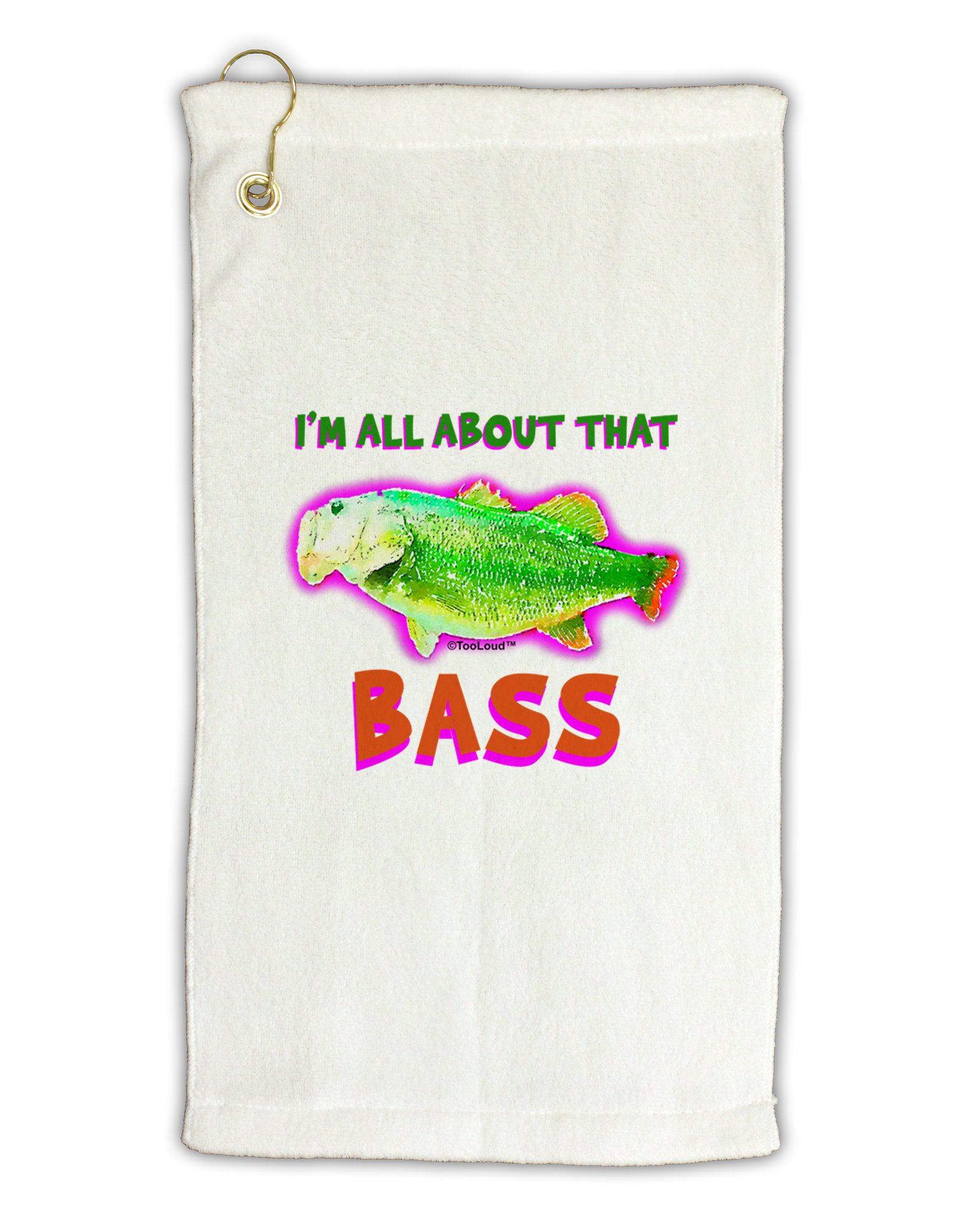 TOOLOUD All About That Bass Fish Watercolor Micro Terry Gromet Golf Towel 16