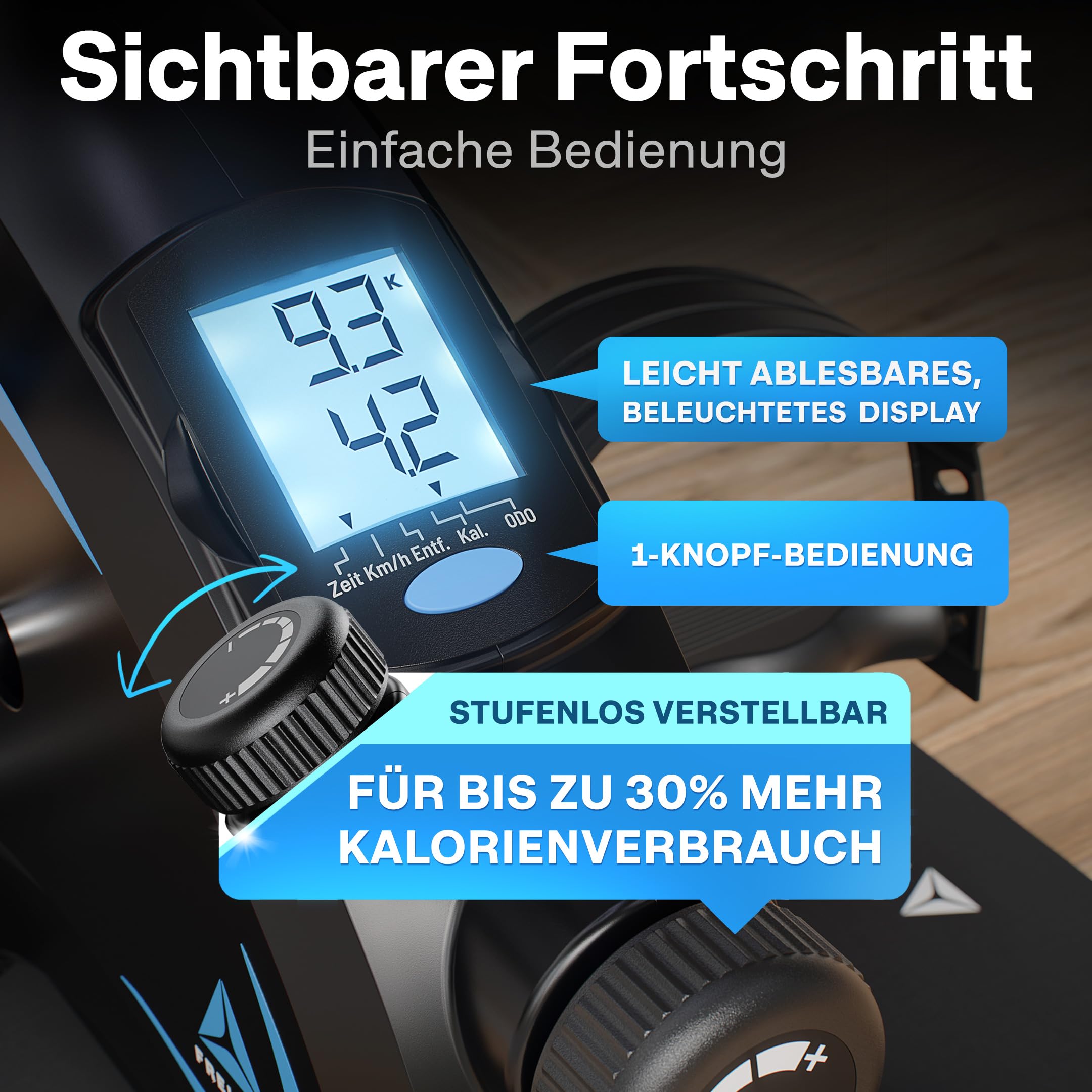 Gelenkschonender Pedaltrainer für Senioren LITE - Beintrainer im Sitzen mit 2in1 Pedalen - Mini Bike Inkl. Anti-Rutsch-Matte
