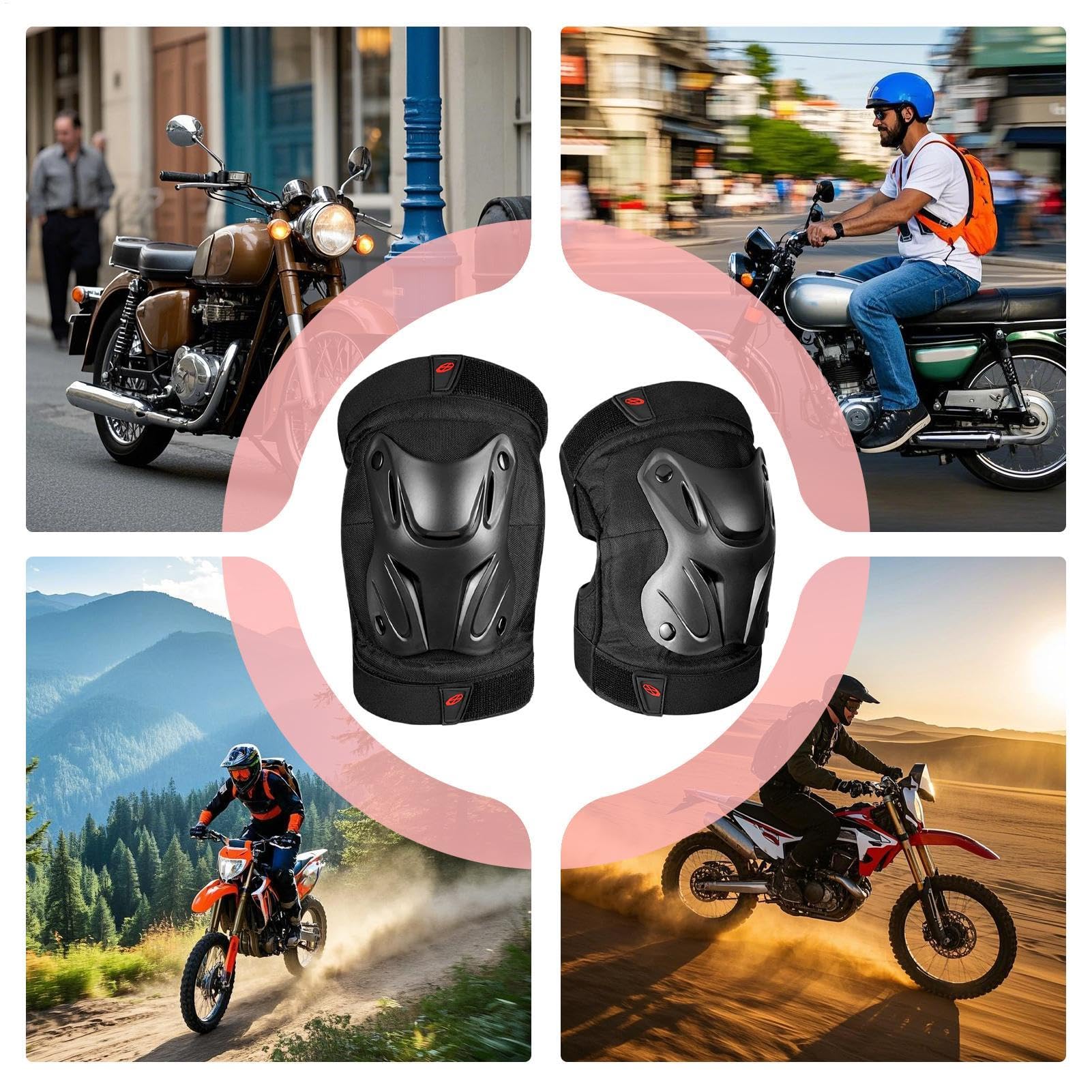 Protectores de rodilla de motocross, protectores de rodilla de motocicleta - Protectores ajustables, soportes para codos y rodillas, accesorios de motocicleta, equipo de protección contra