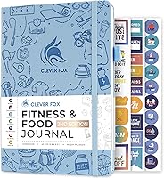 Clever Fox Fitness & Food Journal: Undated A5 Nutrition Workout Planner, Diet Gym Tracker for Men Women (Light Blue Hardcover)