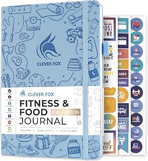 Clever Fox Fitness & Food Journal: Undated A5 Nutrition Workout Planner, Diet Gym Tracker for Men Women (Light Blue Hardcover)