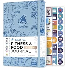 Clever Fox Fitness & Food Journal &ndash; Nutrition & Workout Planner for Women & Men &ndash; Diet & Gym Exercise Log Book with Calendars, Diet & Training Trackers - Undated, A5 Size, Hardcover (Light Blue)