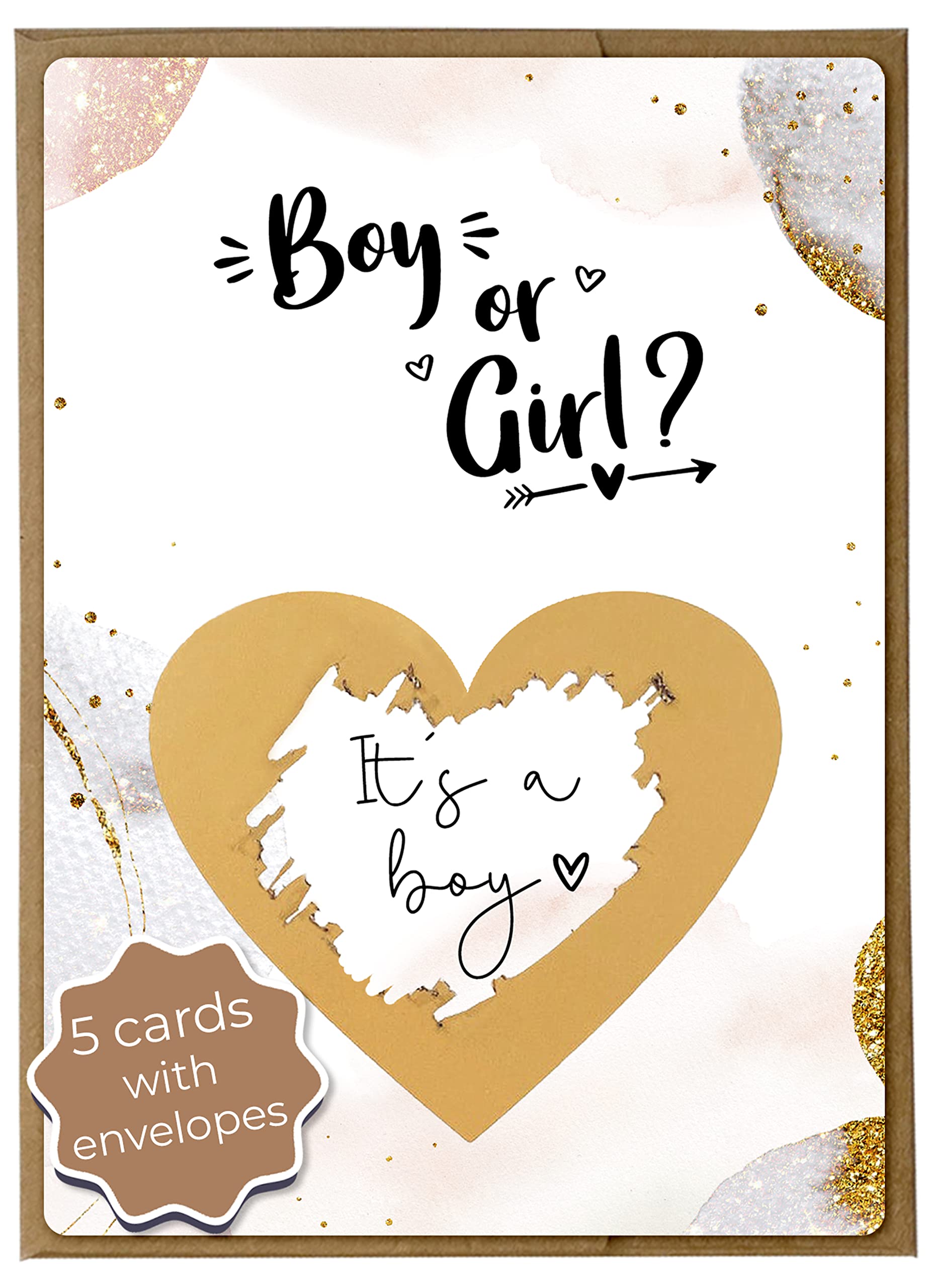 Joli Coon Gender Reveal 5 Scratch Off Cards - It's a boy - Gender Reveal Ideas - Gender Reveal boy with envelopes