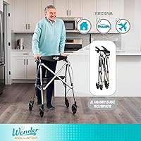 Vista 2 de Stander Space Saver Andador plegable, andador plegable ligero con asiento para personas mayores y adultos, ayuda de movilidad de 4 ruedas con ruedas