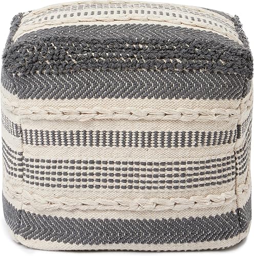 Miniatura 5 de REDEARTH · Puf acolchado otomano con relleno texturizado, cubo de almacenamiento, puf de asa, reposapiés para sala de estar, dormitorio, guardería,