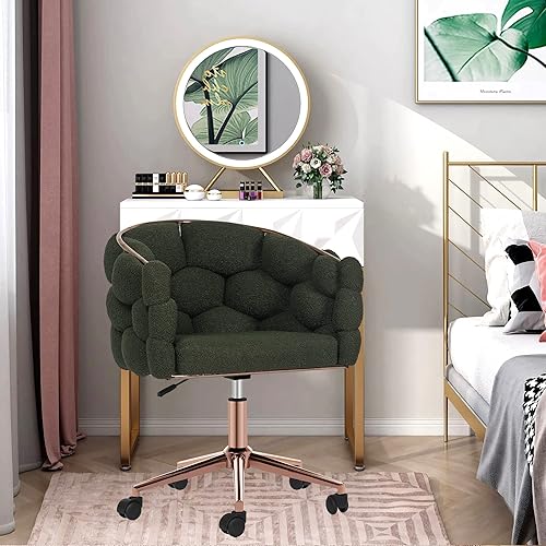 Miniatura 4 de Furnistar Silla de escritorio giratoria de 360 grados tapizada para oficina en casa con reposabrazos y altura ajustable para oficina en casa, sala