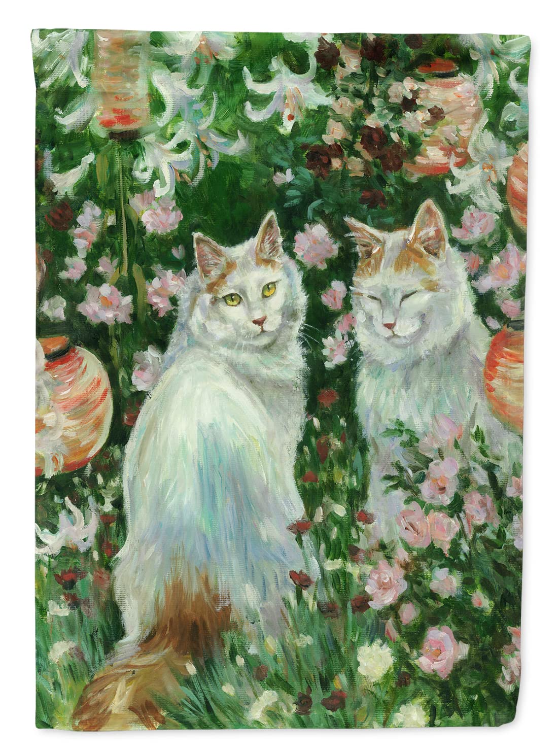 Chat au Jardin Toile Maison Drapeau Caroline S Treasures grand format multicolore