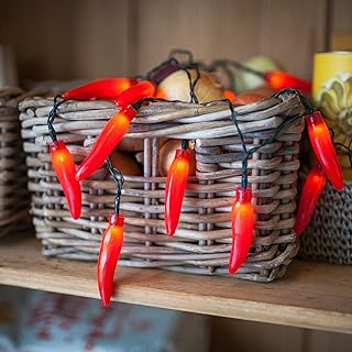 20 Red Chili Pepper Battery Operated LED Kitchen String Lights