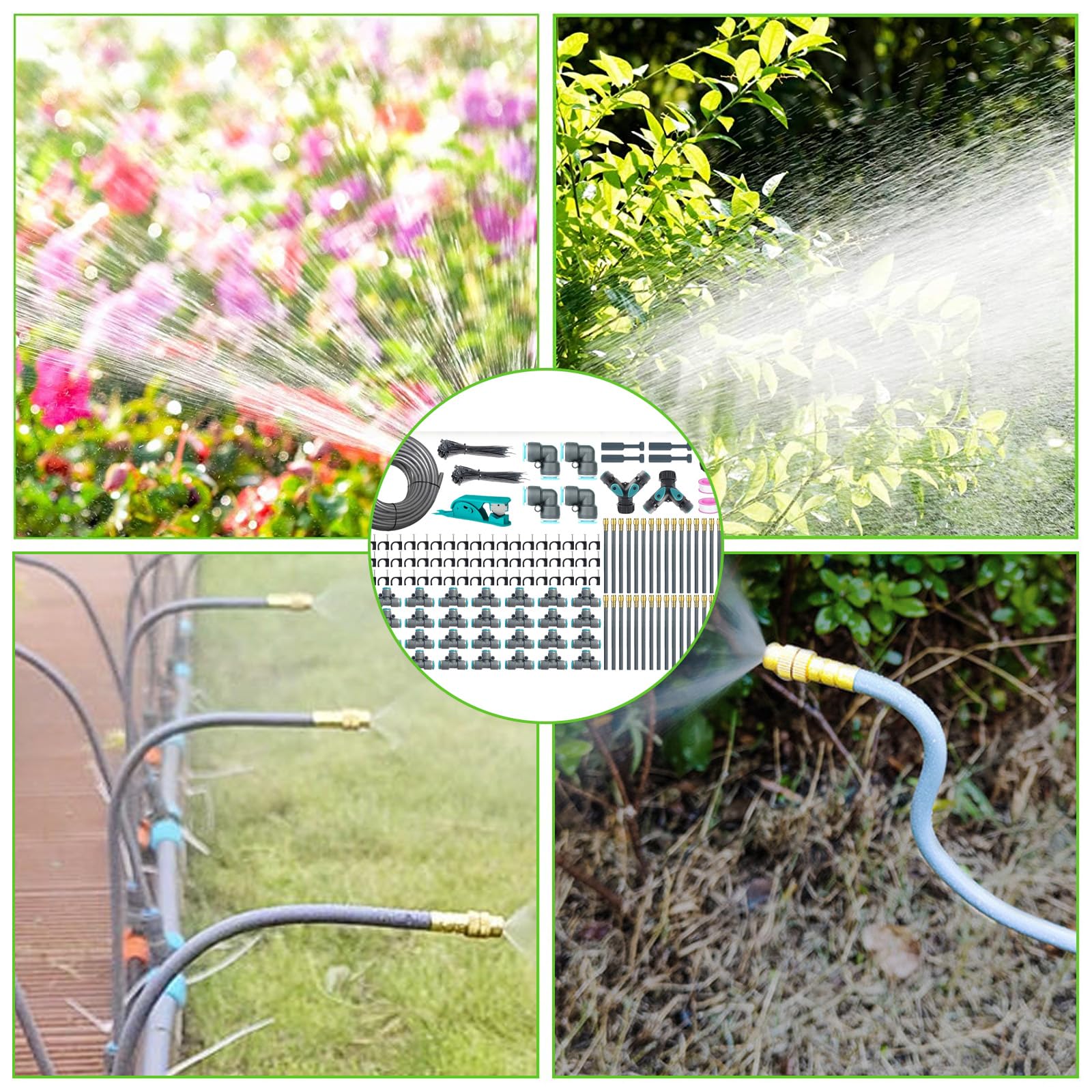 Kit per Sistema di Irrigazione a Goccia Regolabile a 360°,Sistema di Irrigazione per Giardino 60M,Sistema Irrigazione Automatico,per Paesaggio,Serra,Terrazza,Piante
