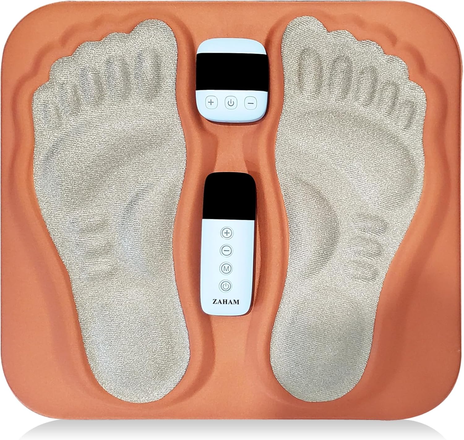 FDA Cleared TENS EMS Foot Massager Pad for Neuropathy, Circulation & Cold Feet | Foldable Rechargeable Pain Relief Mat with Remote | 2-Year Warranty (Orange)