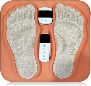 FDA Cleared TENS EMS Foot Massager Pad for Neuropathy, Circulation & Cold Feet | Foldable Rechargeable Pain Relief Mat with Remote | 2-Year Warranty (Orange)