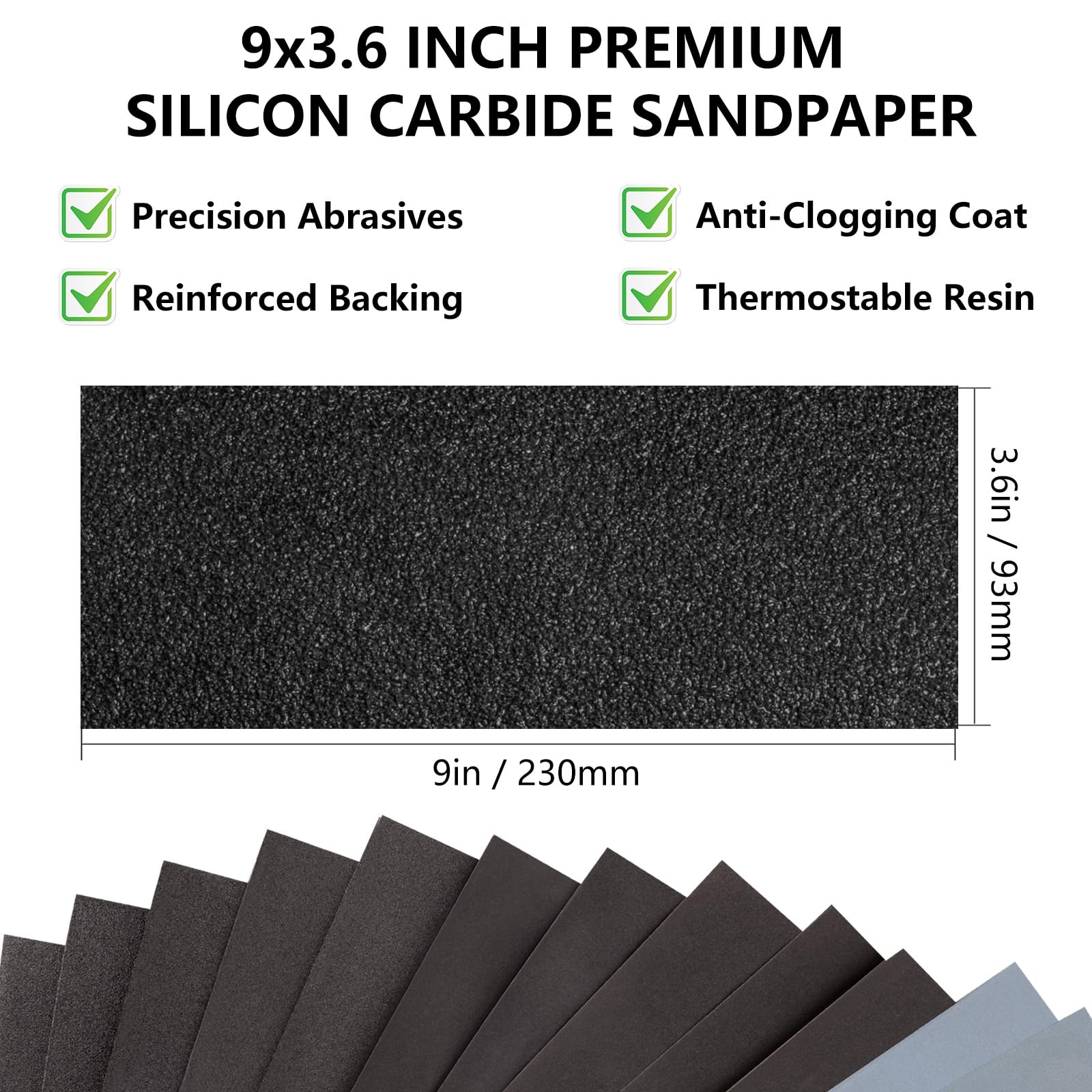 Shineboc Sandpaper Assortment 120/220/400/600/800/1000/2000 Grit, 21 Sheets, 9 x 3.6 Inch Wet Dry Sand Paper, Hand Sanding Sheets for Wood Metal Automotive Sanding and Polishing - 3