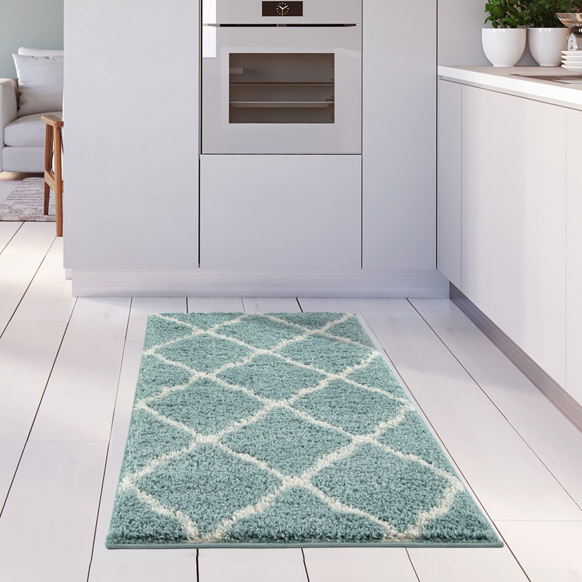 THE RUGS Shaggy Rug, Modern Moroccan Design Rugs for Living Room Bedroom, Hallway, 3 cm Thick Area Rugs - Image 3