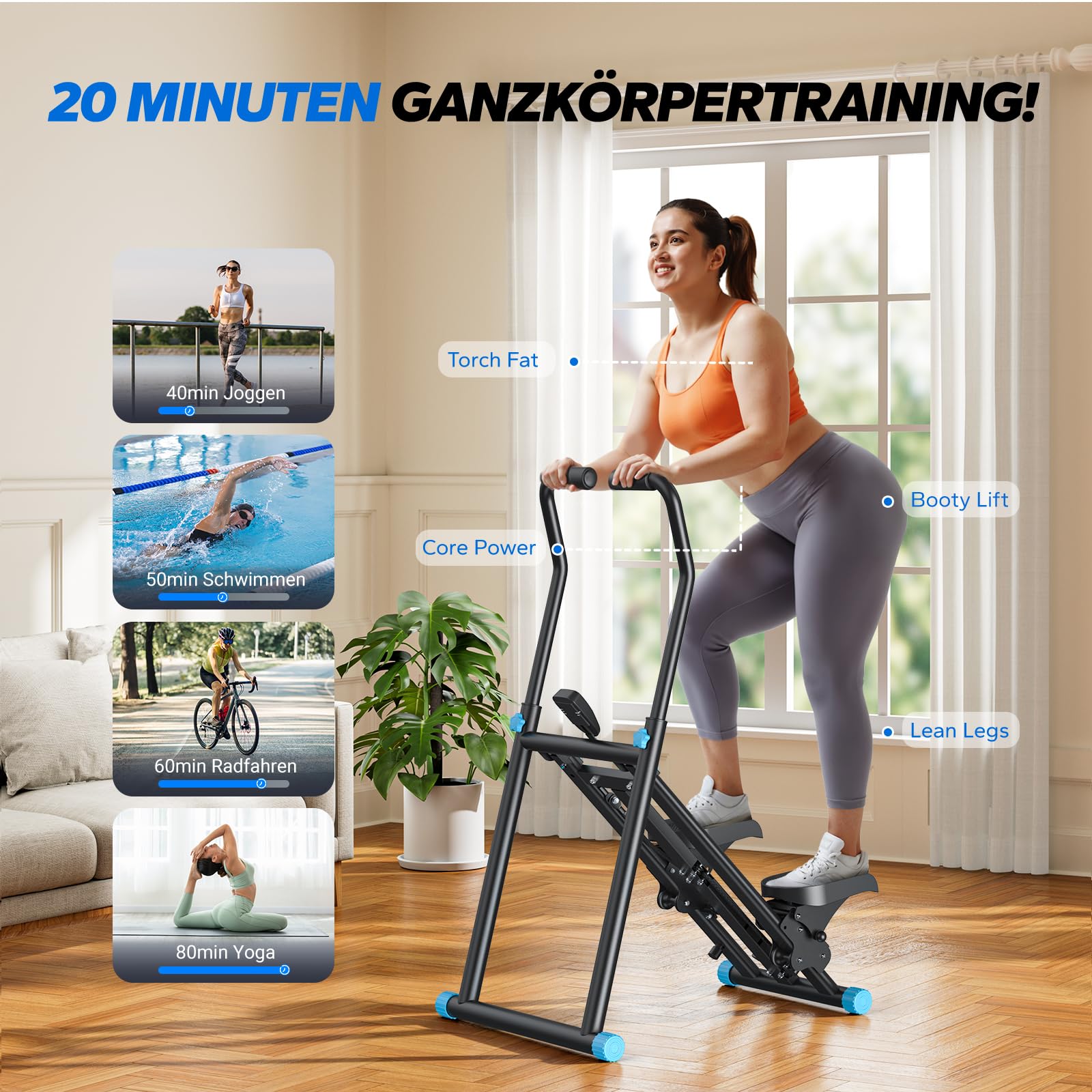MERACH Stair Stepper Pro 2026, Stairmaster per la casa con 3 livelli di resistenza regolabili, pieghevole, cardio, verticale, con manubrio regolabile, per casa, ufficio, fitness