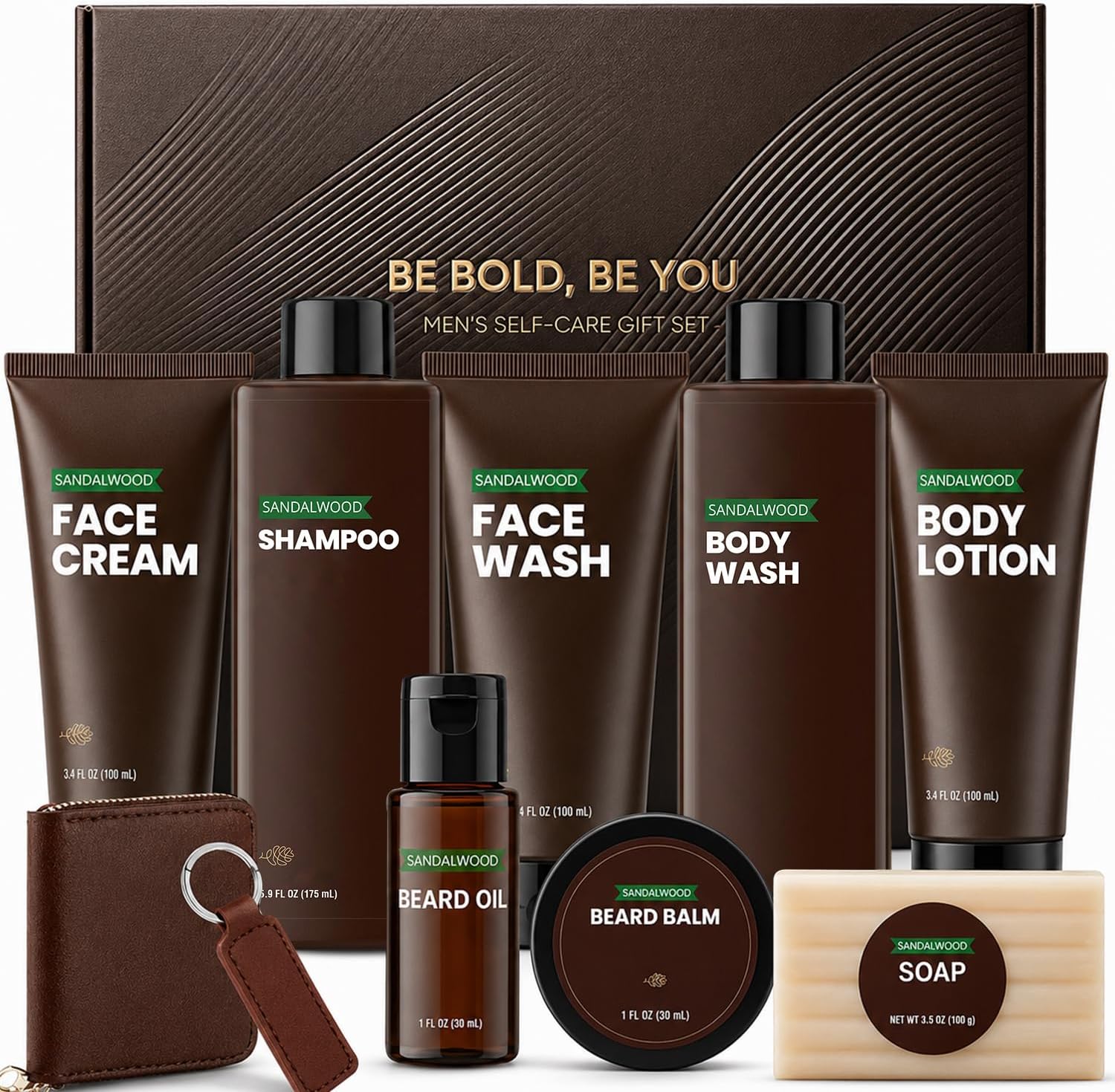 Rinse & Robust Gifts for Men 10Pcs Gift baskets for Men, Sandalwood Bath and Body Works Men Gifts for Birthday for Dad Boyfriend Husband Fathers Day Gifts Set
