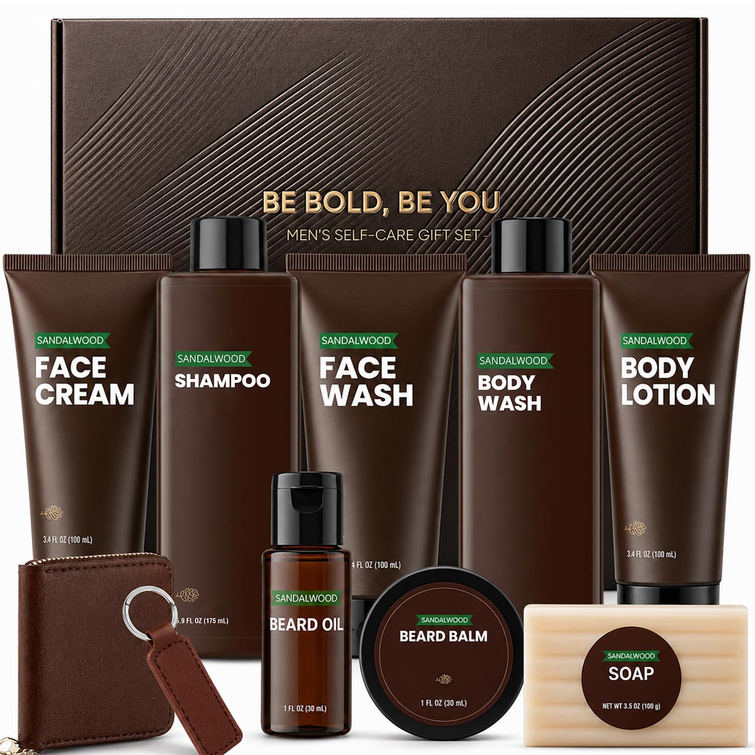 Rinse & Robust Gifts for Men 10Pcs Gift baskets for Men, Sandalwood Bath and Body Works Men Gifts for Birthday for Dad Boyfriend Husband Fathers Day Gifts Set
