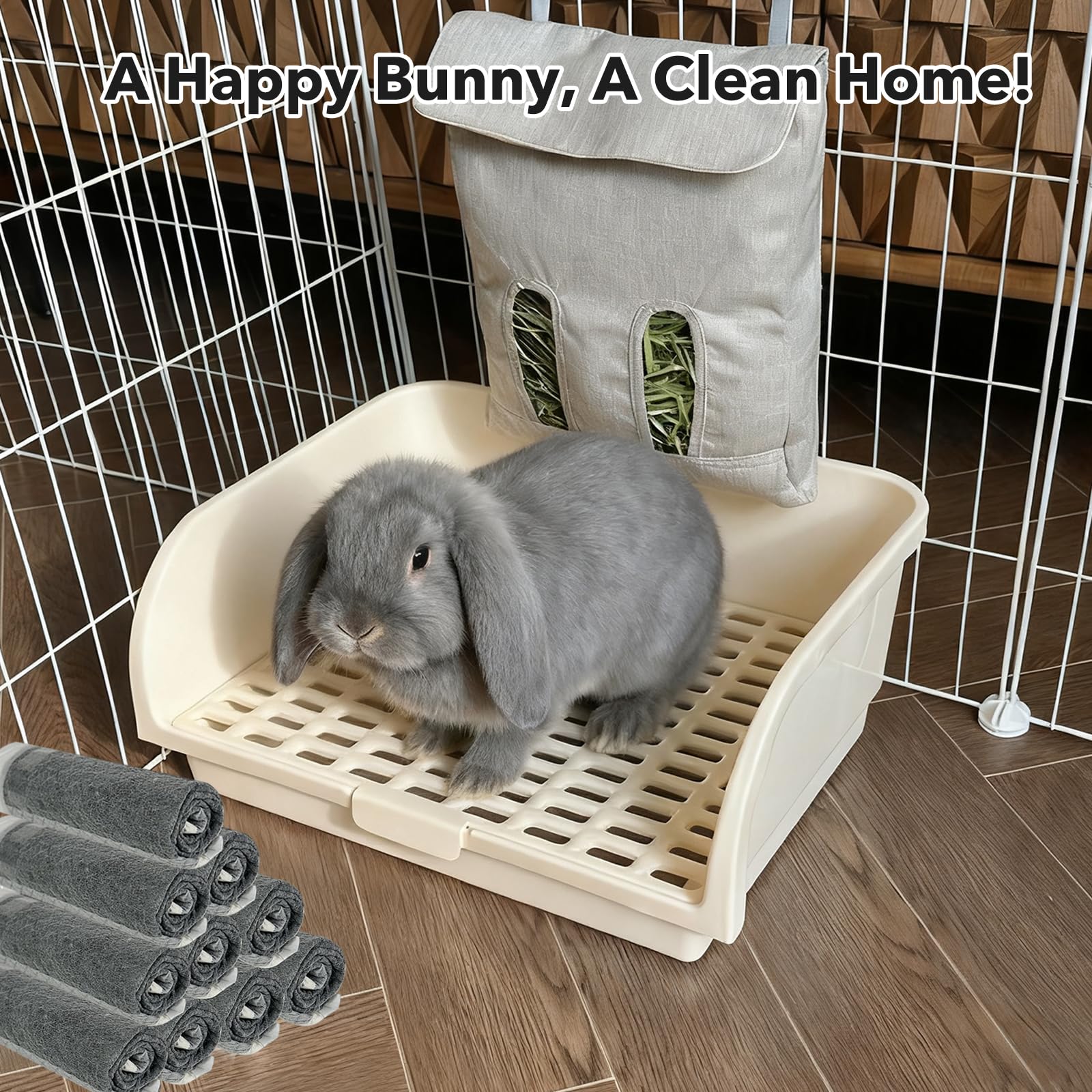 Rabbit Litter Box - Extra Large Bunny Litter Box, Easy to Clean and Disassemble, Prevents Odors and Stains. Pet Training Toilet Pan for Guinea Pig, Ferret, Hamster, Chinchilla - image 4