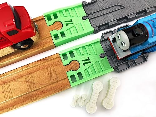 TrainLab Adaptadores compatibles con Thomas Take-n-Play a adaptadores de tren de madera con huesos de perro, Verde Neón
