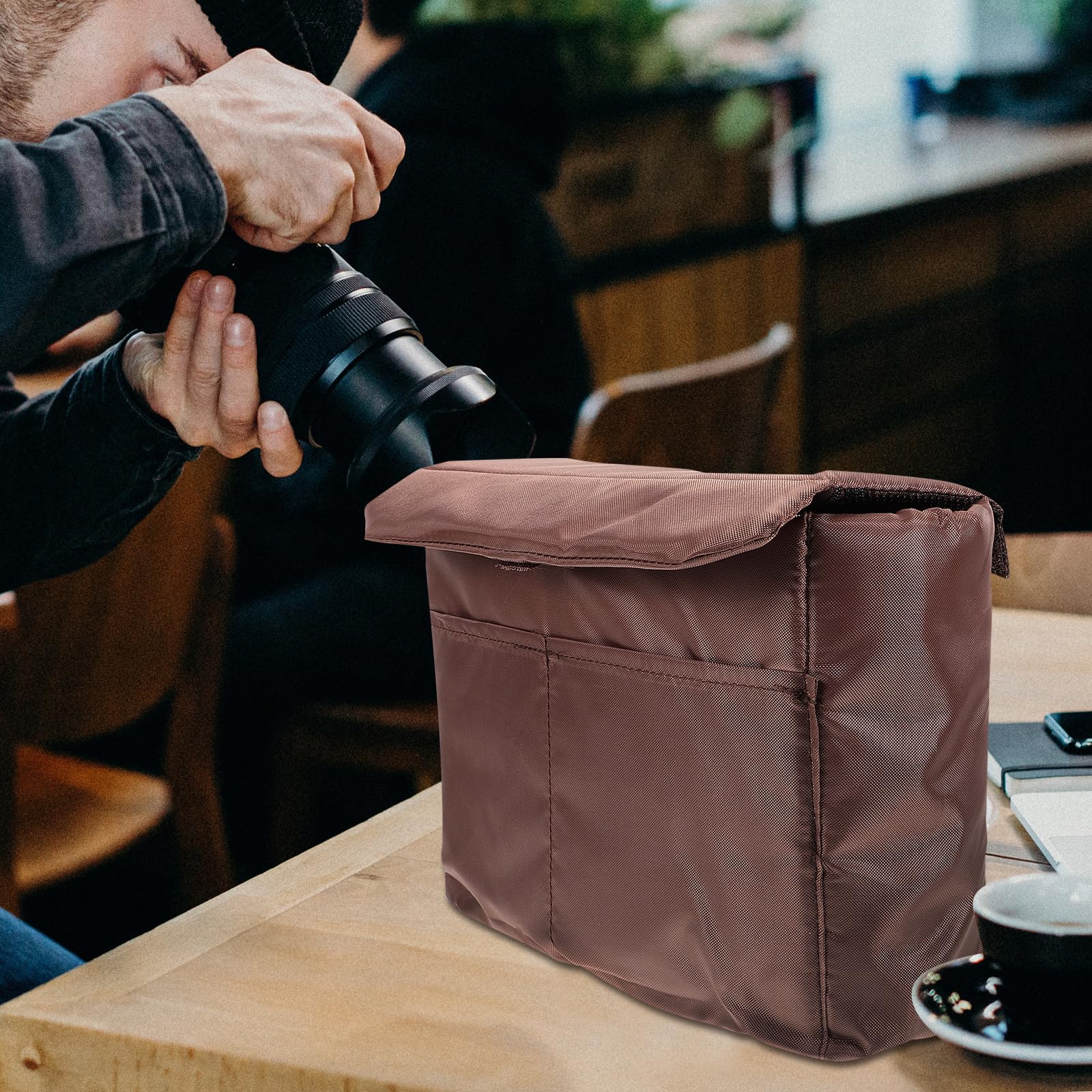 Bolsa para Cámara Inserto Acolchado y Divisores Internos, Estuche para Fotografía en Interiores y Exteriores, Adecuado para Equipos Fotográficos y Mochilas